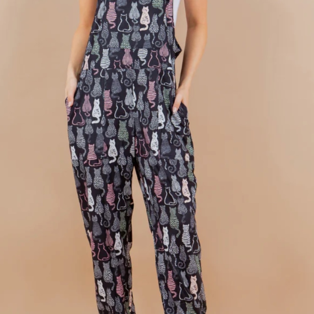NWT LA Soul black overalls with cats